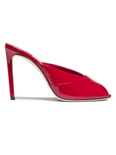 Jimmy Choo Brigitte 100mm Patent Leather Mule Pumps In Red