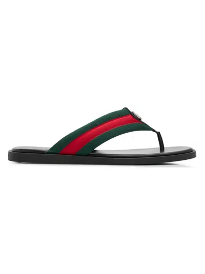 Gucci Web Stripe-embellished Flip Flops In Black