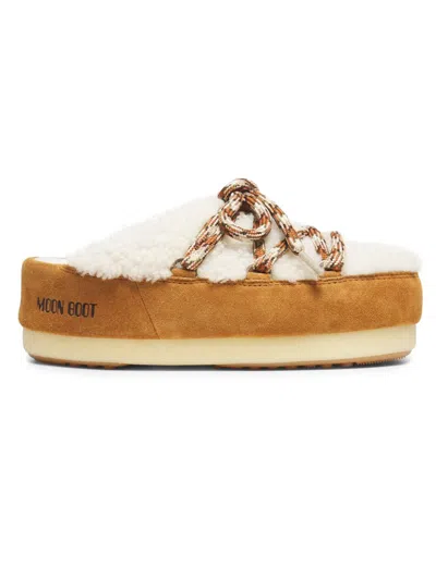 Moon Boot Evx Shearling Mules Woman Whisky In White