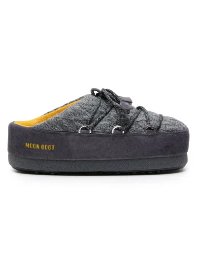 Moon Boot Grey Versatile Fashion Mule Shoes In Gray