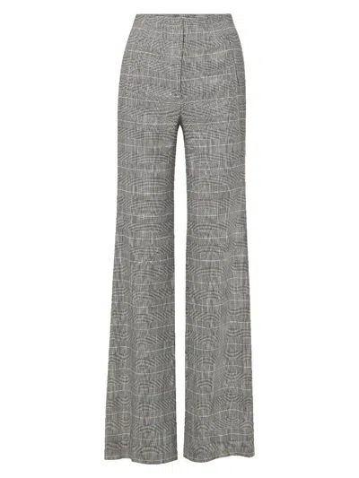 Veronica Beard Jude High Waist Wide Leg Glen Plaid Pants In Gray