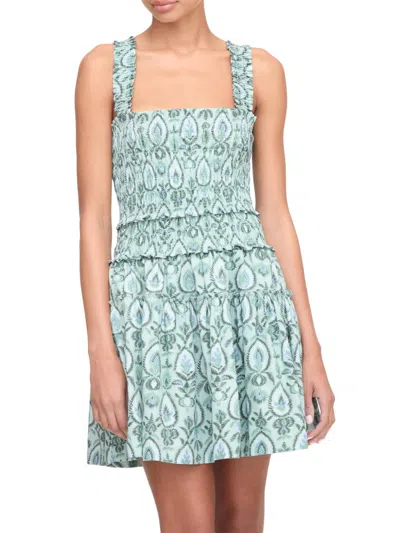 Hill House Home The Azalea Mini Nap Dress Green Palm Ikat