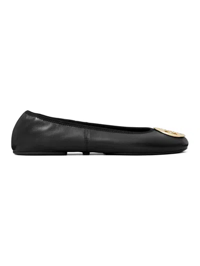 Tory Burch Leather Ballerinas With Metal Logo On The Front In Multi