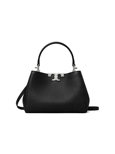 Tory Burch Eleanor Pebbled Leather Satchel Shoulder Bag In Black