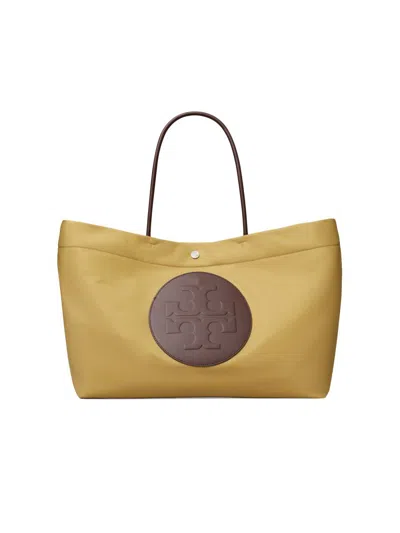 Tory Burch Ella Twist Nylon Shoulder Bag With Maxi Logo Patch On The Front In Neutral