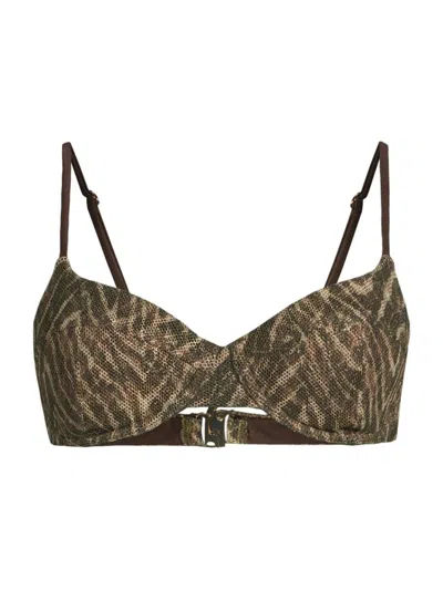 Ramy Brook Mona Printed Underwire Bikini Top In Brown