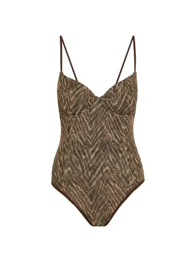 Ramy Brook Jayda Printed Underwire One Piece Swimsuit In Brown