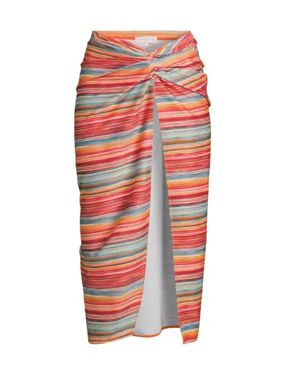 Ramy Brook Metallic Stripe Tie Waist Cover-up Skirt In Multi
