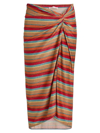 Ramy Brook Metallic Stripe Tie Waist Cover-up Skirt In Multi