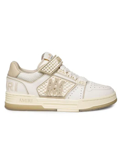 Amiri Men 'skyline' Beige Sneaker With Maxi Logo On The Side And Velcro Strap With Logo In Leather M In Neutral