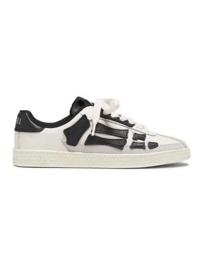 Amiri Pacific Bones Mixed Leather Sneakers In Black