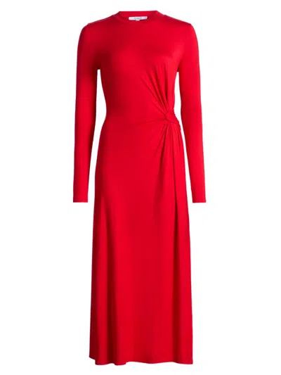 Derek Lam 10 Crosby Avise Long Sleeve Twist Detail Jersey Midi Dress In Red