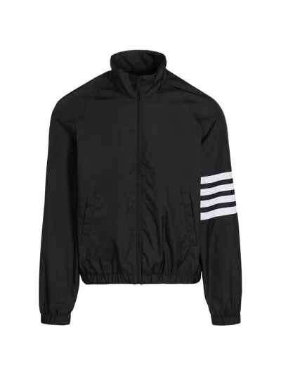Thom Browne Jacket High Collar Elastic Cuffs Stripe Sleeves In Black