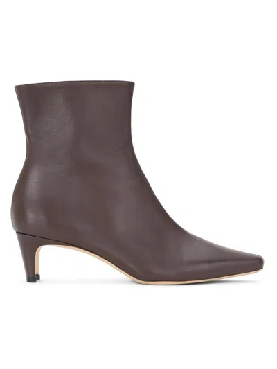 Staud Wally Leather Ankle Boots In Brown