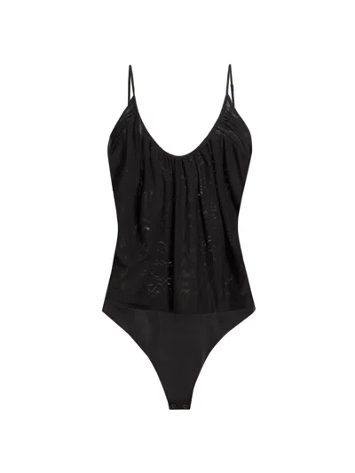 L'agence Gelina Ruched Bodysuit In Black