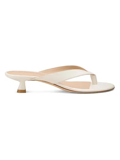 Stuart Weitzman 35mm Rio Sleek Patent Leather Thong Sandals In White