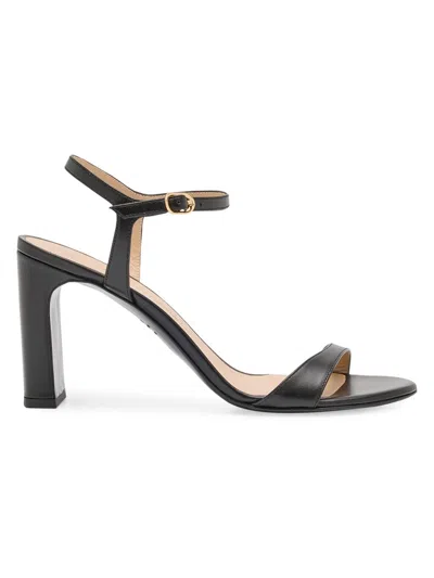 Stuart Weitzman Babette Patent Leather Ankle-strap Sandals In Black