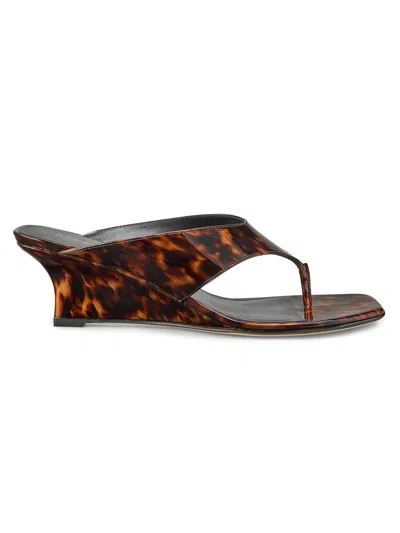 Stuart Weitzman 50mm Vinnie Printed Patent Leather Thong Sandals In Animal Print