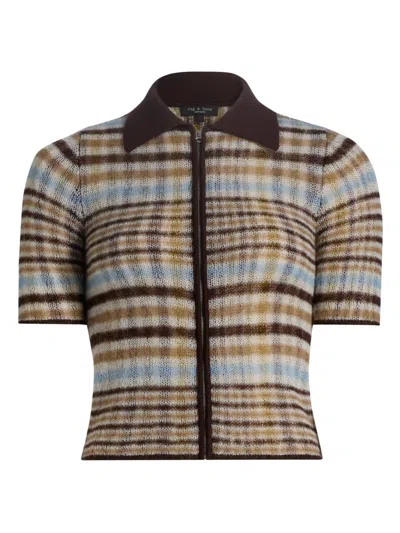 Rag & Bone Leva Short Sleeve Zip Polo Sweater In Multi