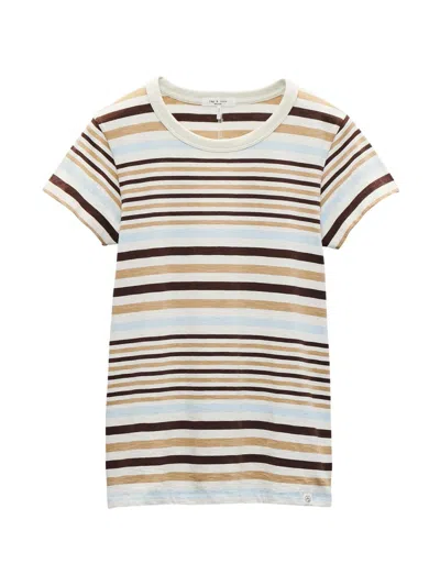 Rag & Bone Slub Striped-pattern T-shirt In Multi