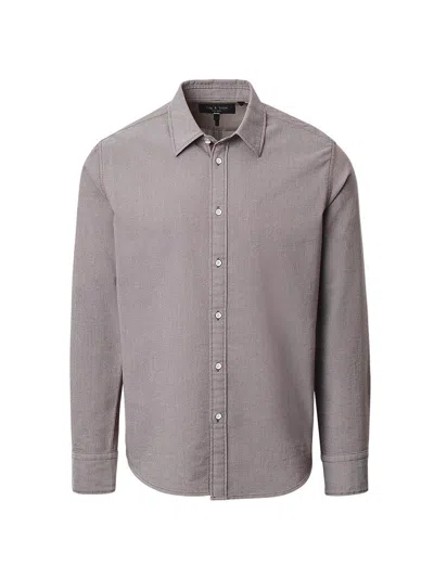 Rag & Bone Tomlin Stretch Dobby Button Front Shirt In Brown