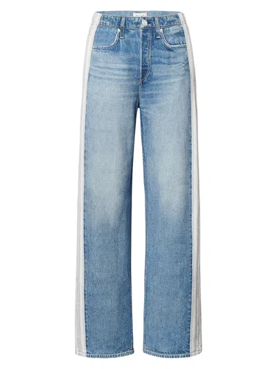 Rag & Bone Miramar Side Stripe Wide Leg Cotton Terry Sweatpant Jeans In Green