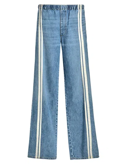 Rag & Bone Miramar Terry Pull On Wide Leg Sweatpant Jeans In Sport In Blue