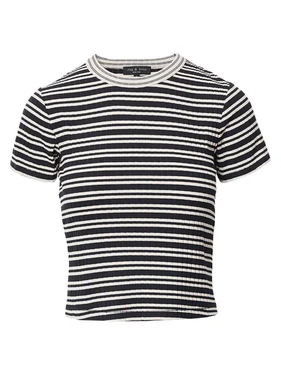 Rag & Bone Womens Luca Striped Stretch-woven T-shirt Ivybl In Multi
