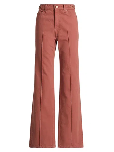 Ulla Johnson Agatha Embellished High-rise Straight-leg Jeans In Burgundy