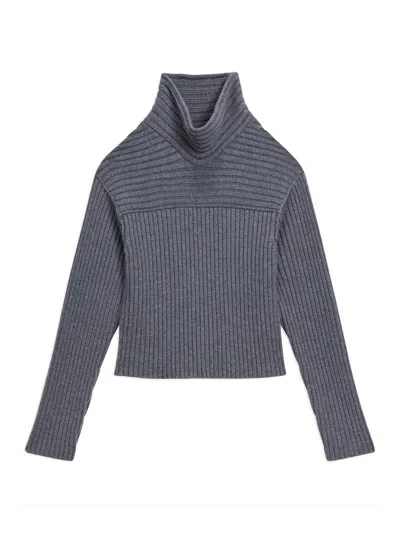 Theory Directional Rib Cowl Neck Merino Wool Sweater In Purple | ModeSens