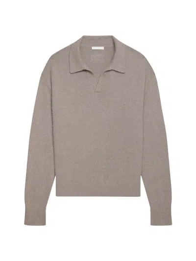 Helmut Lang Brushed Open Collar Polo Sweater In Gray
