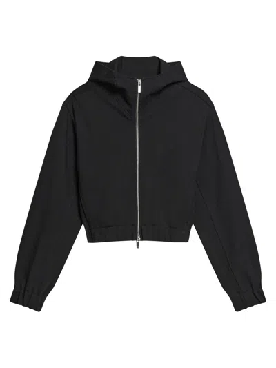 Helmut Lang Hooded Ponte Knit Jacket In Black
