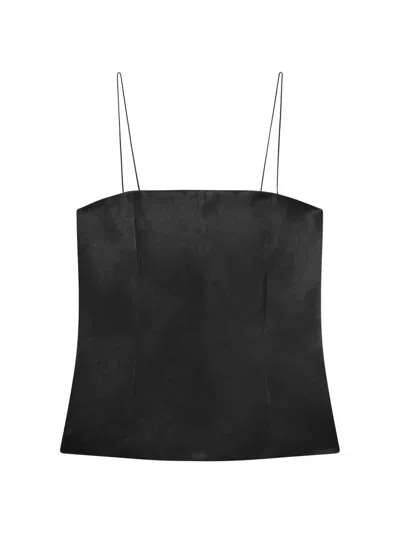 Helmut Lang Minimalist Satin Slip Top In Black