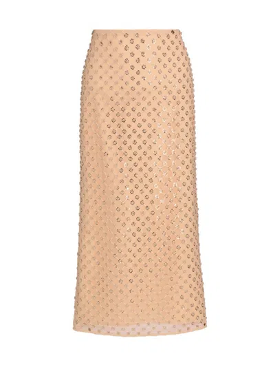 Milly Rosemary Sequin Embroidered Netting Midi Skirt In Multi