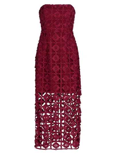 Milly Kait Tile Lace Dress In Burgundy In Red