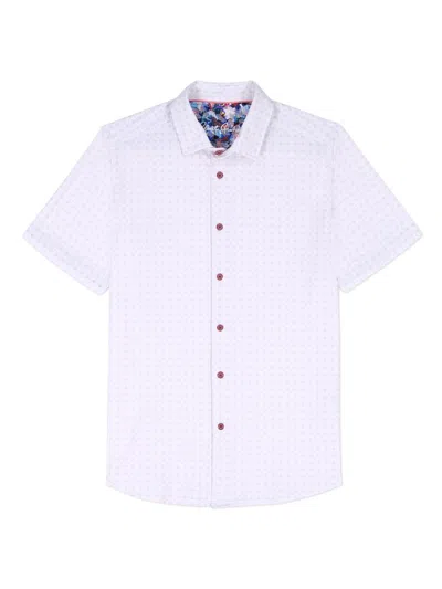 Robert Graham Brompton Knit Short Sleeve Button-up Shirt In White