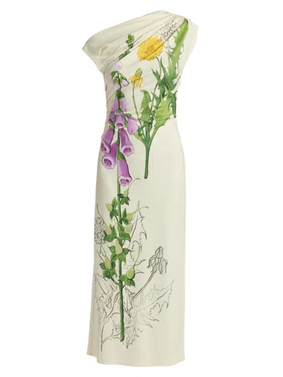 Oscar De La Renta Off-the-shoulder Foxglove Draped Jersey Maxi Dress In Multi