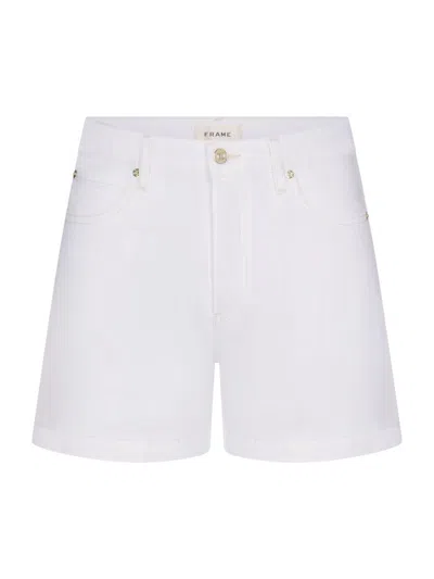 Frame Womens Au Natural Clean The Everyday High-rise Denim Shorts In White