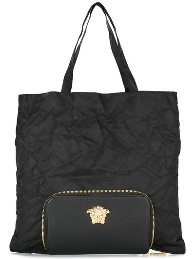 Versace - Palazzo Medusa Tote With Detachable Clutch  In Black