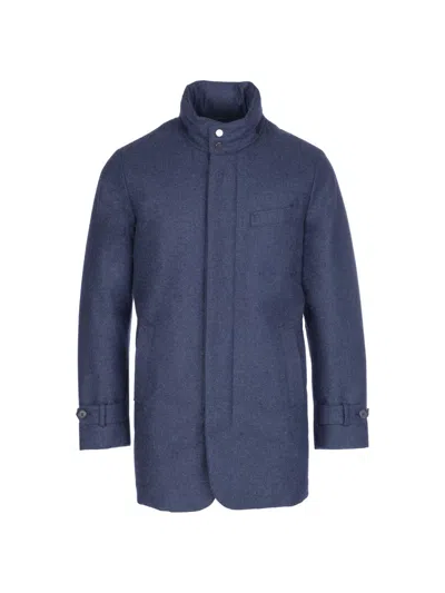 Norwegian Wool Down-lined Virgin-wool Coat In Blue