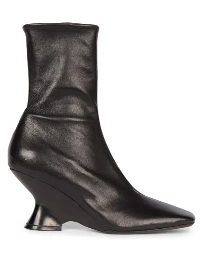Dries Van Noten Pointed Toe Ankle Boots With Sculptural Heel In Black