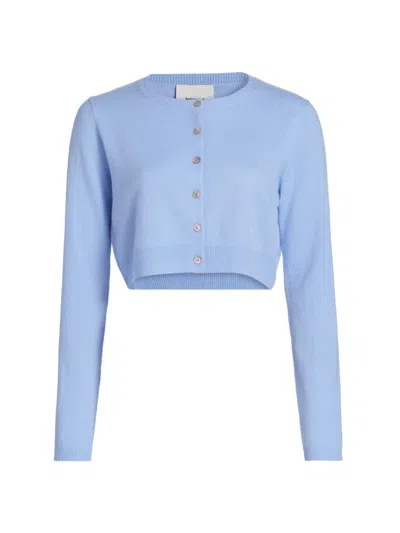 Reformation Janie Cashmere Crew Cardigan Ice Water In Blue