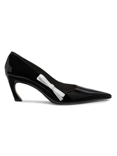 22élevé Women's 65mm Contrast Bow-detail Patent Leather Pumps In Black ...