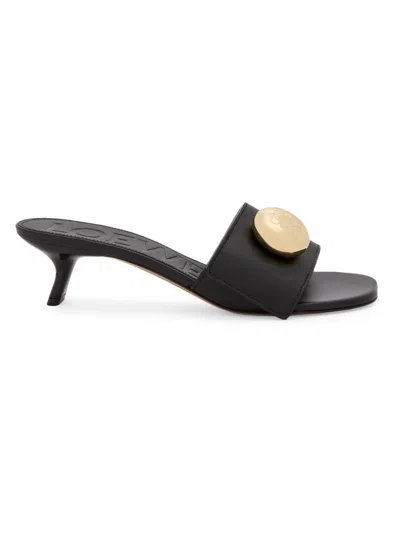 Loewe 450mm Pebble-embellished Leather Sandals In Black