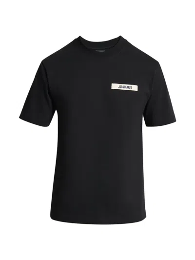 Jacquemus Minimalist Black Short-sleeve Cotton T-shirt With Patch Detail In Black