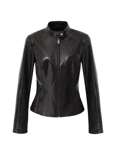 Gorski Fitted Python Jacket In Black