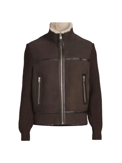 Mackage Jonathan Suede Full Zip Jacket In Brown