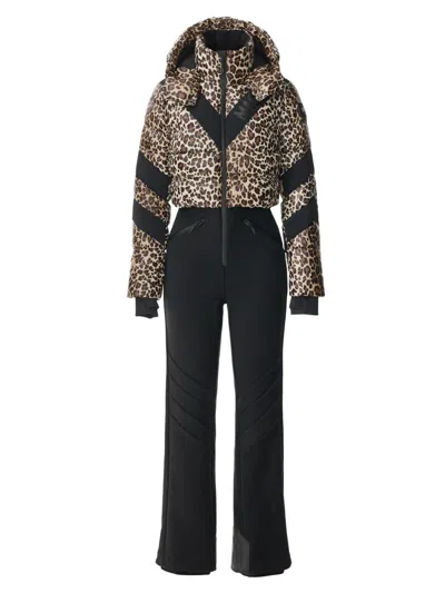 Mackage Satory Cheetah-print Bonded Fleece Ski Suit In Multi