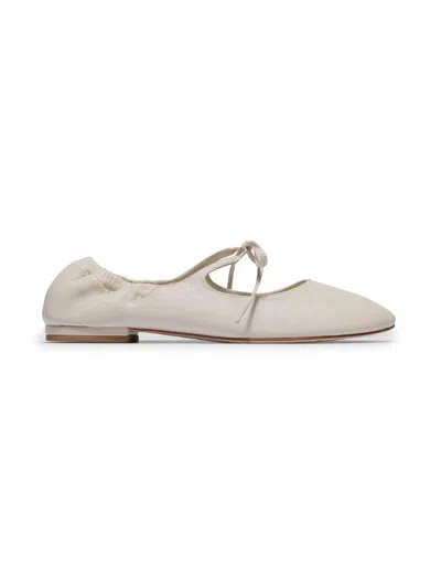 Bernardo 1946 Tie-fastening Elasticated Ballet Flats In White