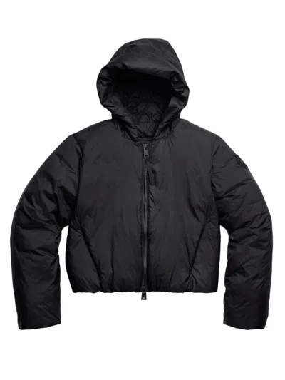 Canada Goose Cropped Black Puffer Jacket With Adjustable Hood